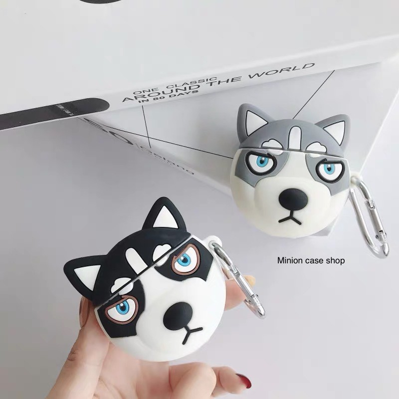 Ốp airpod/Case airpod/bao airpod 1 và 2, i11,i12, i99, i100...Chó Husky Cao Cấp