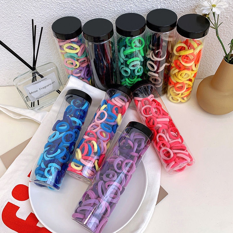 Bộ 24/100 Dây Buộc Tóc Nhiều Màu Sắc Dễ Thương Cho Bé Gái