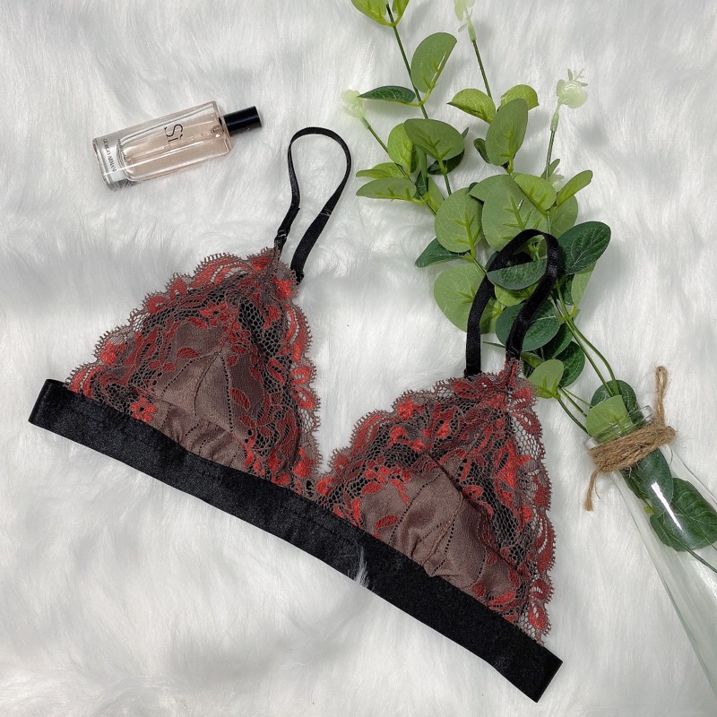 Orchid Brown Bralette - Áo lót ren sexy thoải mái quyến rũ nâu đỏ