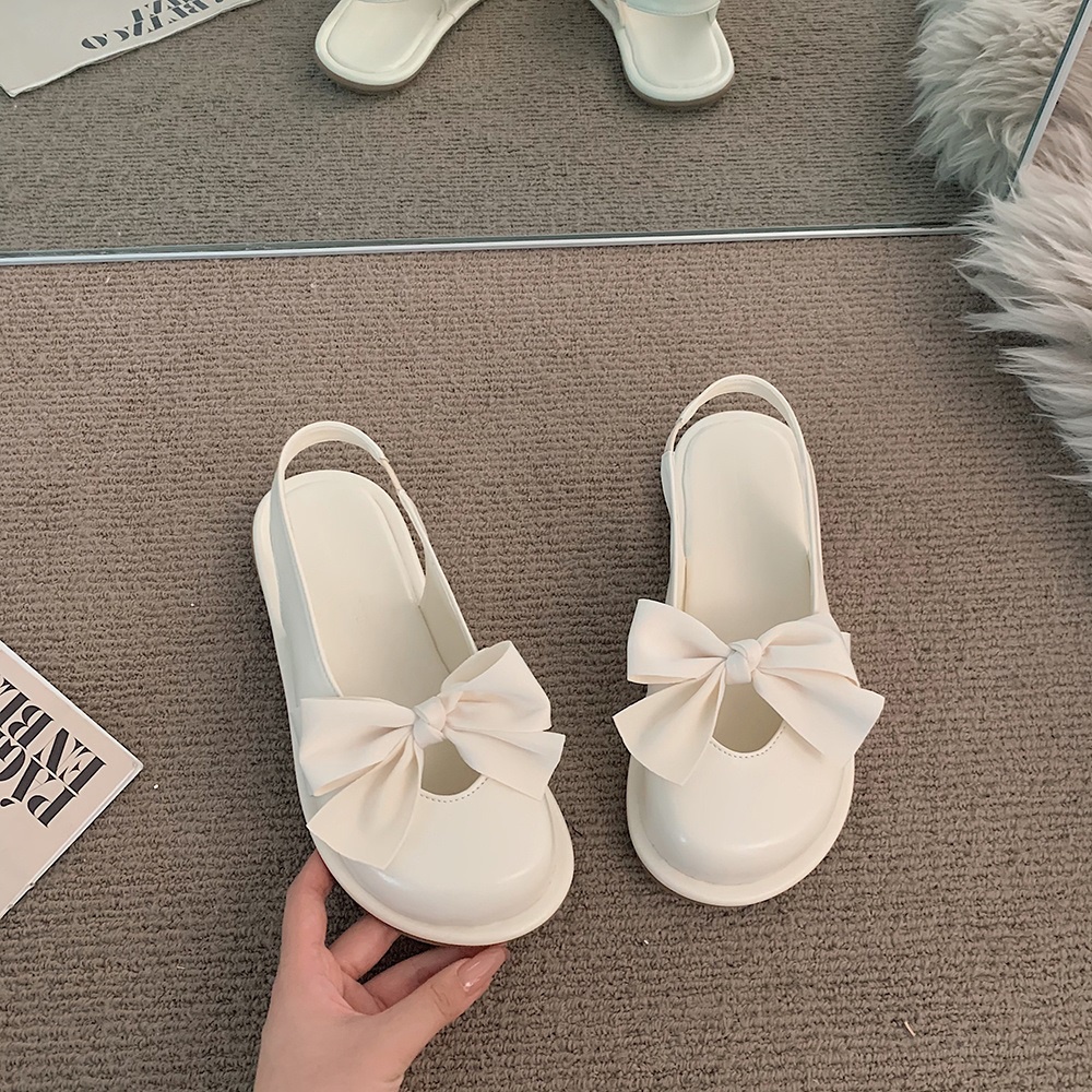 Giày Sandal Mary Jane Đế Bằng Đính Nơ Thời Trang Mùa Hè 2022 Mới Cho Nữ