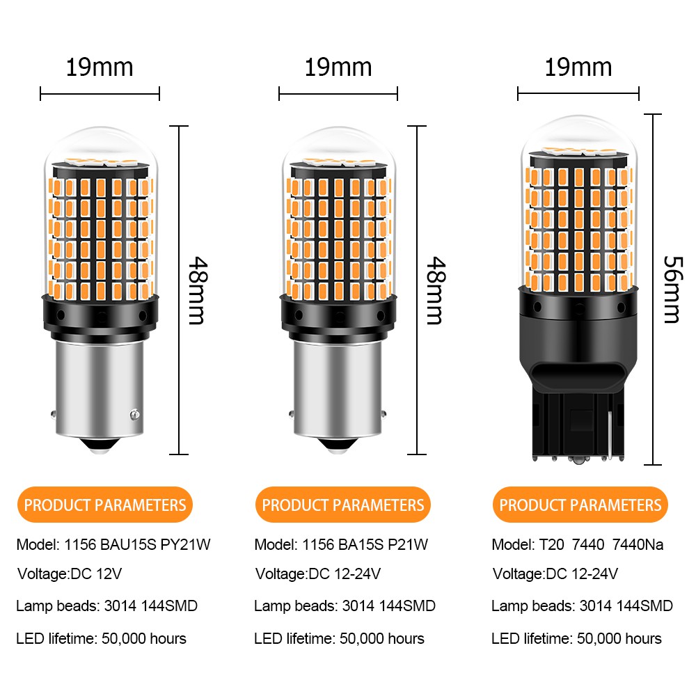 Bóng Đèn LED Tín Hiệu 144 Bóng 1156 BA15S 1157 P21W BAY15D T20 7440 Cho Xe Hơi