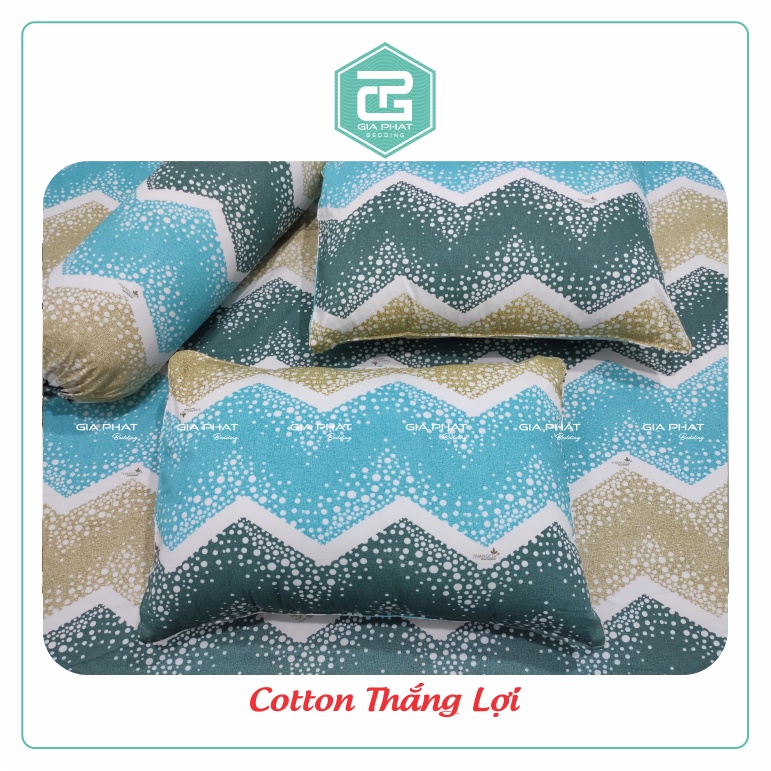 Bộ ga gối Thắng Lợi {4 món}100% Cotton chuẩn logo họa tiết Sóng