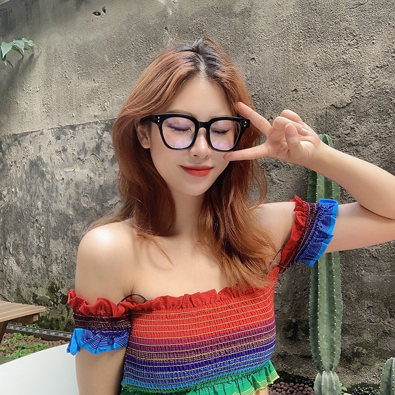 Kính cận chữ V thời trang nam nữ mắt kính giả cận chống tia UV phong cách Ulzzang đẹp giá rẻ PUKIXI 017