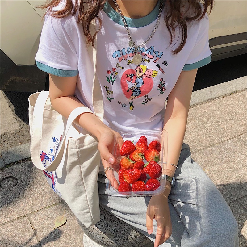 Áo thun croptop nữ Wendy mùa hè hình in