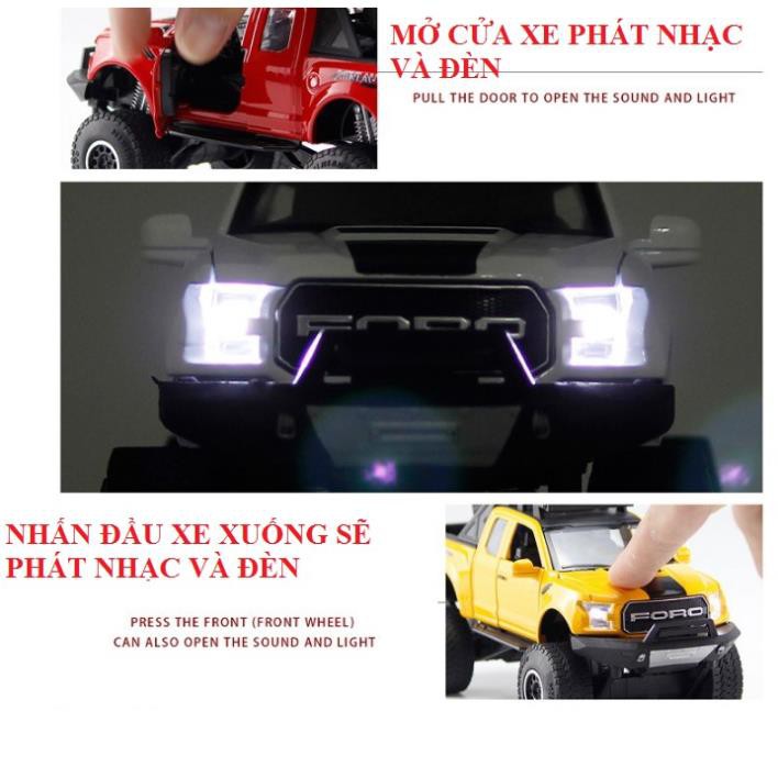 Mô Hình Xe bán tải Ford F150 Offroad Tỷ Lệ 1:32 đồ chơi trẻ em mô hình bằng sắt có âm thanh và đèn mở các cửa