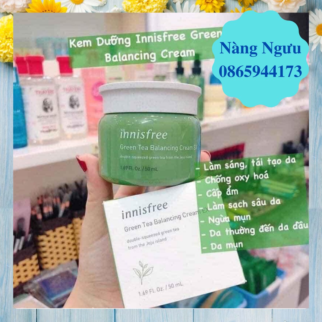 Kem Dưỡng Ẩm, Kem Dưỡng Trắng Da Innisfree Green Tea, Chống Lão Hóa và Ngăn Mụn, Hàng Chính Hãng Hàn Quốc | BigBuy360 - bigbuy360.vn