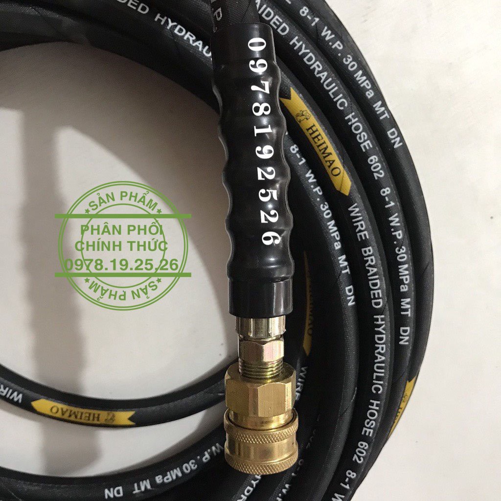 Dây Rửa Xe 1 Lớp Bố Thép Cao Áp 20M + Tặng Kèm Khớp Nối Nhanh