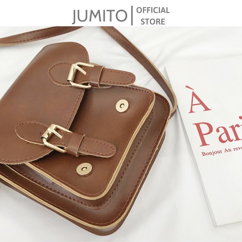 Túi xách da nữ đeo chéo đeo vai hai khuy cài hàng Quảng Châu cao cấp JUMITO T1.019.NA