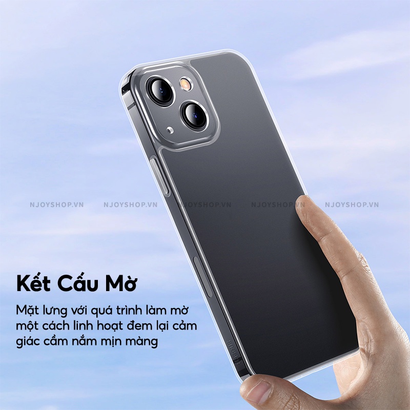 Ốp Lưng Siêu Mỏng Baseus Frosted Glass Mặt Lưng Kính Cường Lực Nhám Viền Tpu Mềm Bảo Vệ Cam Cho Ip 13 Pro Max 13 Pro