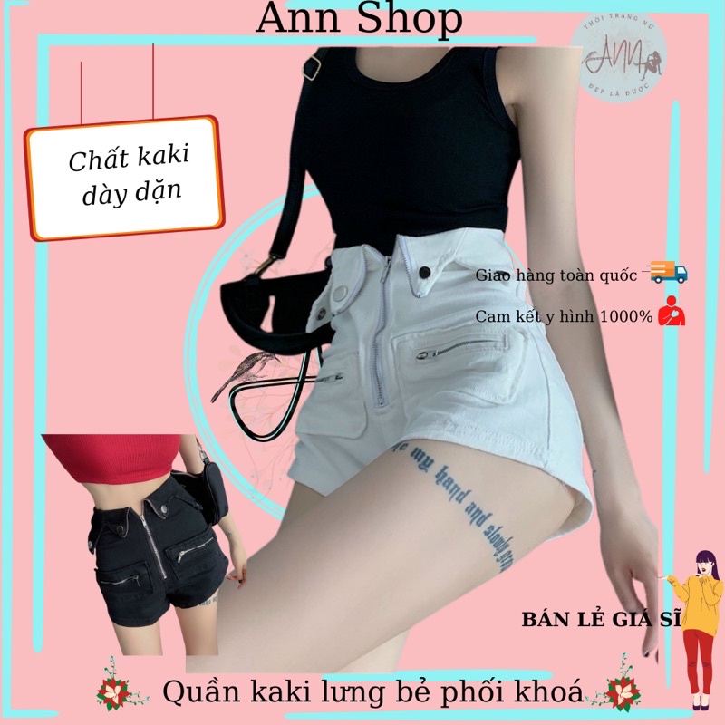 Quần kaki lưng bẻ phối dây khóa kéo siêu đẹp chất kaki dày dặn, có size