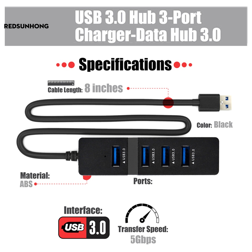 Hub chia 2 cổng USB 3.0 4 cổng ra có đèn LED