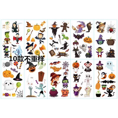 Set 10 Hình Xăm Dán Chống Nước Phong Cách Halloween Độc Đáo