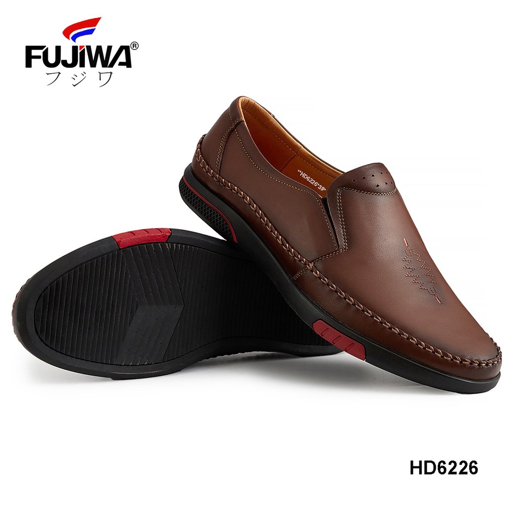 Giày Lười Nam Da Bò FUJIWA - HD6226. Da Bò Thật Cao Cấp, Đế Cao Su. Form Giày Chuẩn Size. Size:  38, 39, 40, 41, 42, 43