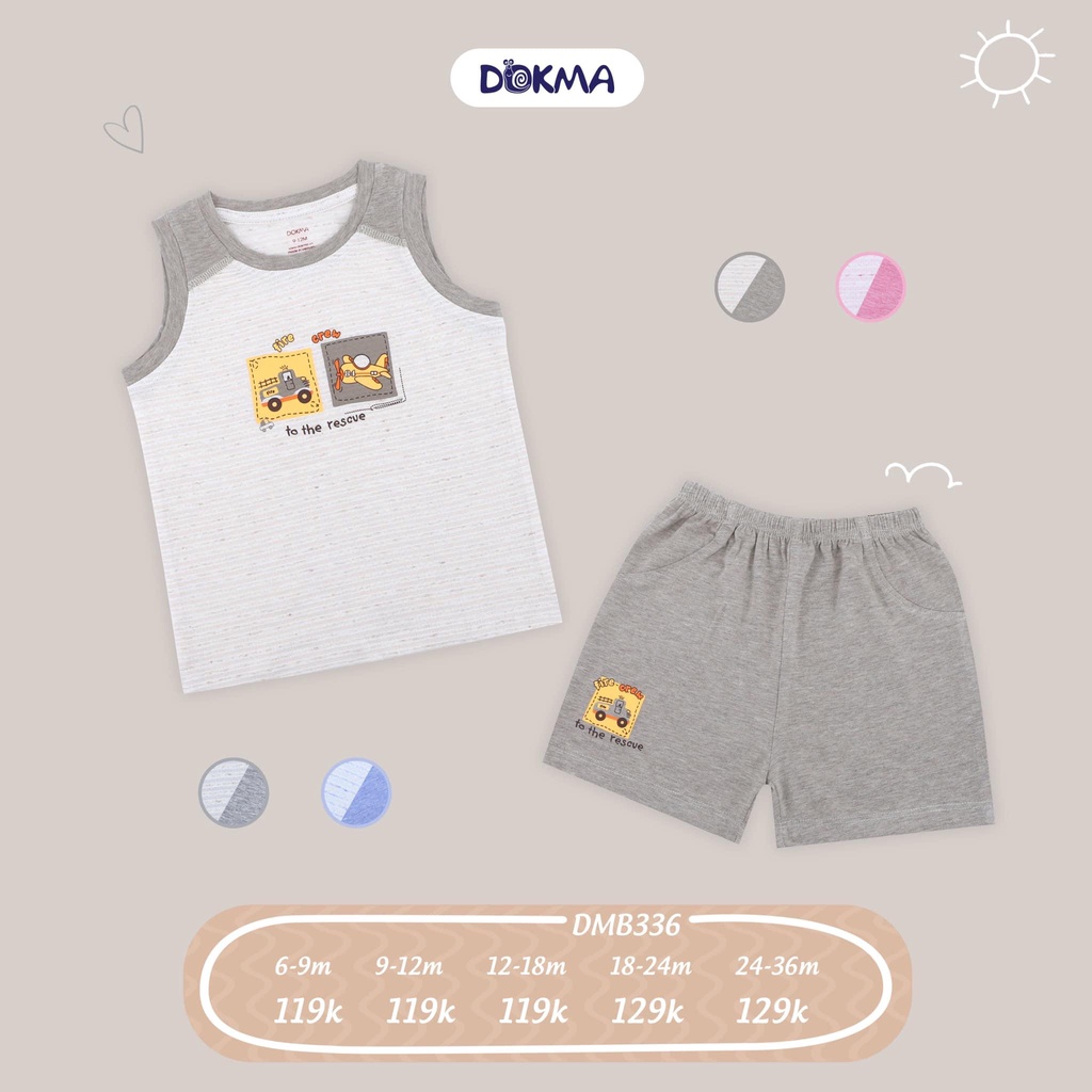 Bộ ba lỗ bé trai gái họa tiết đáng yêu hiệu Dokma size 6 - 18M Tiệm Nhà Sóc