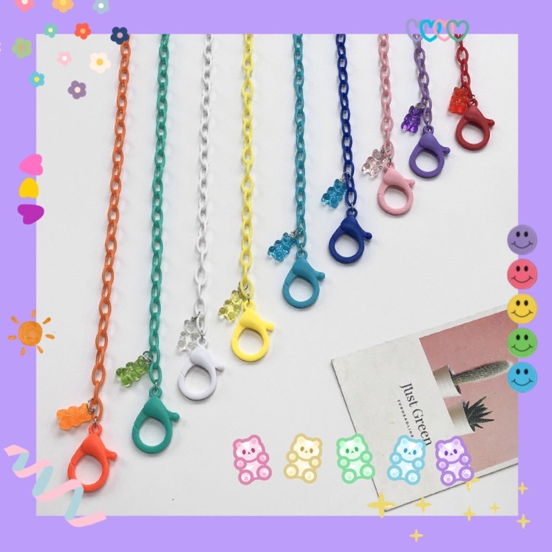 Dây đeo khẩu trang xích acrylic charm 🍯 Jelly Bear cute 🧸