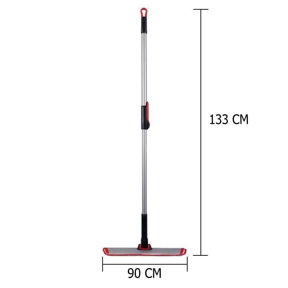 HomeBase ME LIVING Chổi quét nhà phẳng 360 độ bằng Microfiber 35inch ZURE W90xH133xD11cm màu xám/đỏ