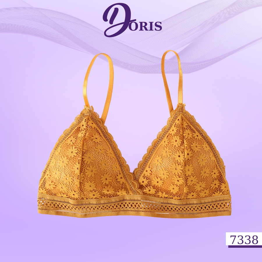 Áo lót ngực bra cotton đệm mỏng phối ren hoa siêu xinh DORIS - 7338