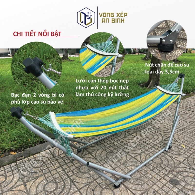 Bộ võng xếp An Bình xuất khẩu hàng nguyên thùng chịu lực 250kg SX1 - Hàng chính hãng