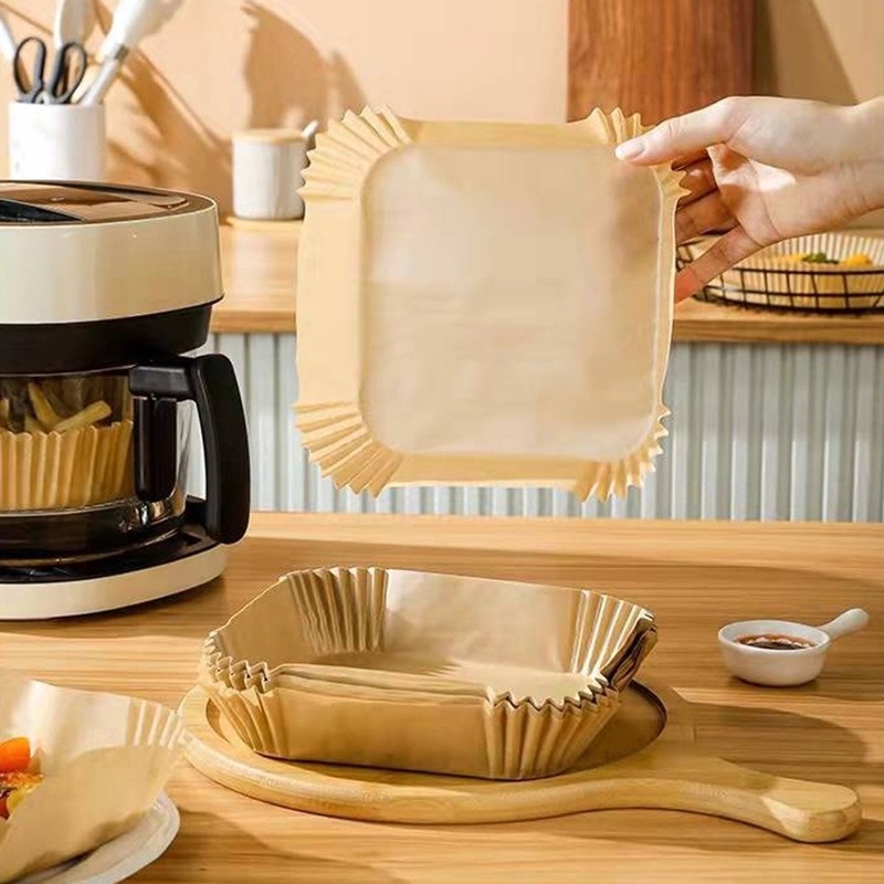 Set 100 Giấy Lót Hấp Bánh Hình Vuông 20cm Không Dính Dùng Một Lần Cho Nhà Bếp