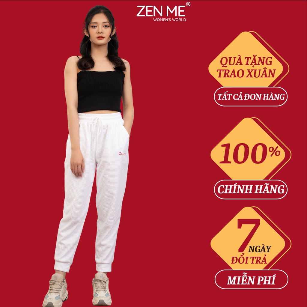Quần jogger nữ Zen Me ống bo năng động vải hạt ngô dày dặn thu đông cạp chun ôm dáng