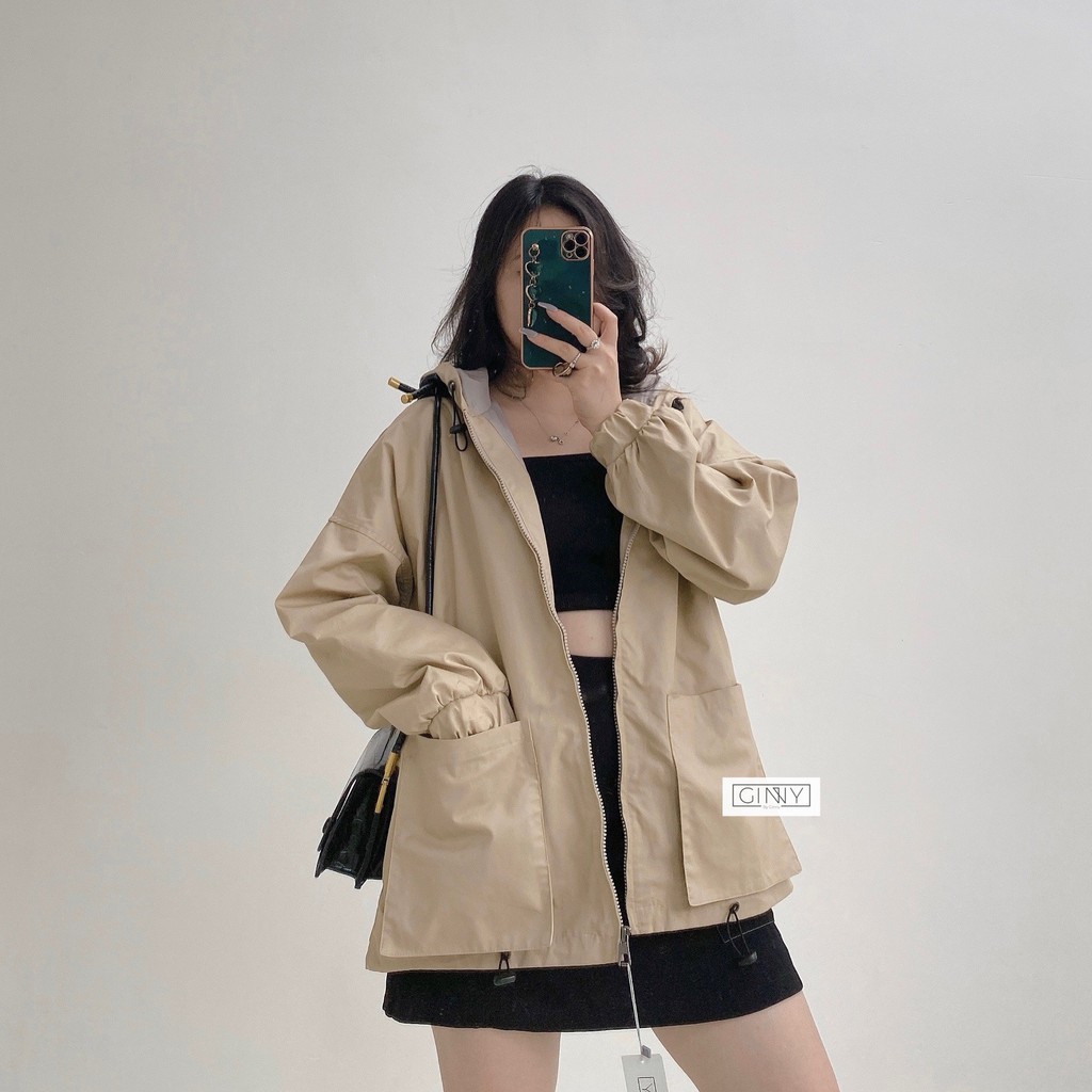Áo khoác kaki Ulzzang 2 lớp TR| Áo chống nắng 2 lớp có mũ