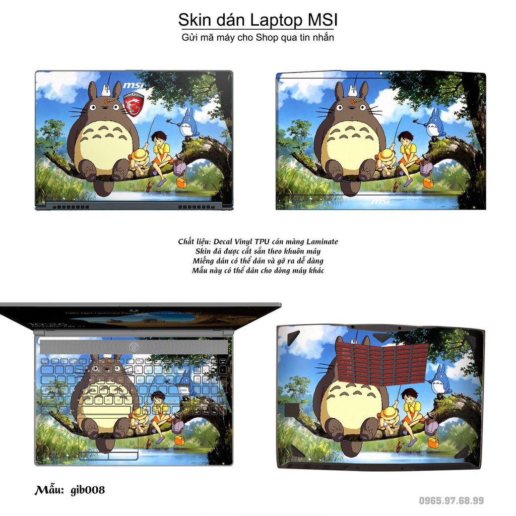 Skin dán Laptop MSI in hình Ghibli Studio (inbox mã máy cho Shop)