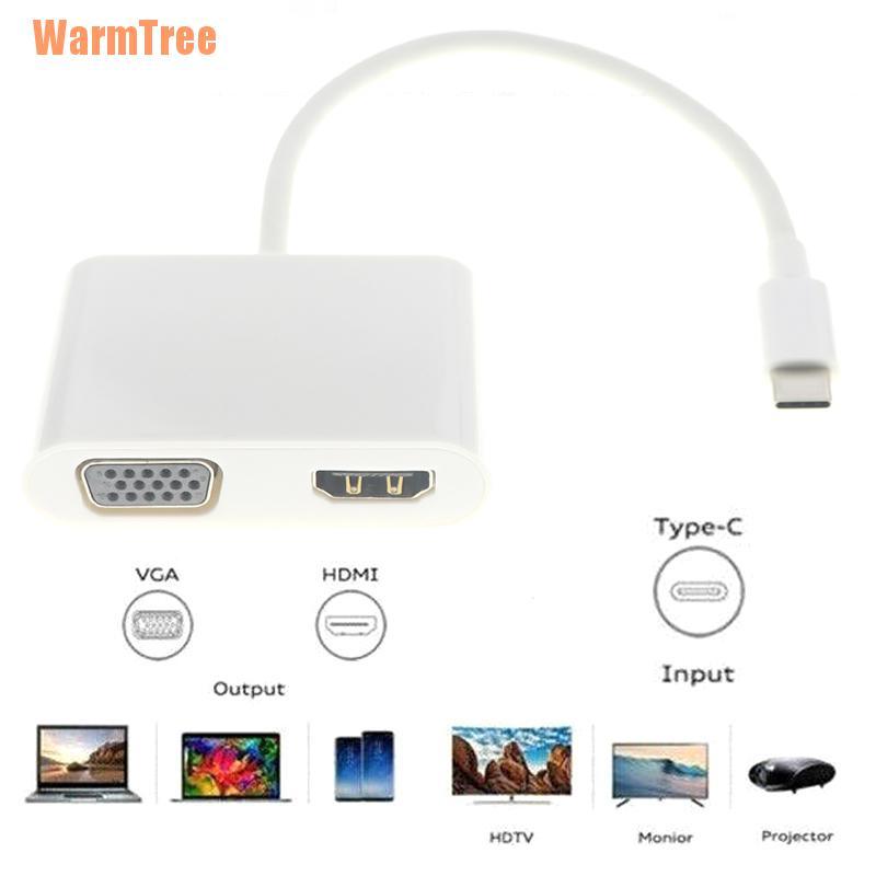 Bộ Chuyển Đổi Hub Hdmi Vga 2 Trong 1 Từ Usb Type-c Sang Cổng Cắm Usb C | BigBuy360 - bigbuy360.vn