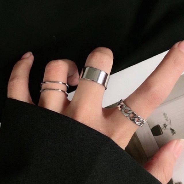 set nhẫn 3 chiếc phong cách unisex , combo 3 nhẫn hàn quốc