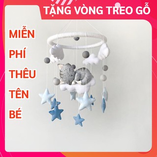 [TẶNG BẢNG TÊN BÉ & VÒNG TREO] Đồ chơi treo nôi cho bé kích thích thị giác CoCo Kids, có nhạc tự xoay MÈO XÁM 3