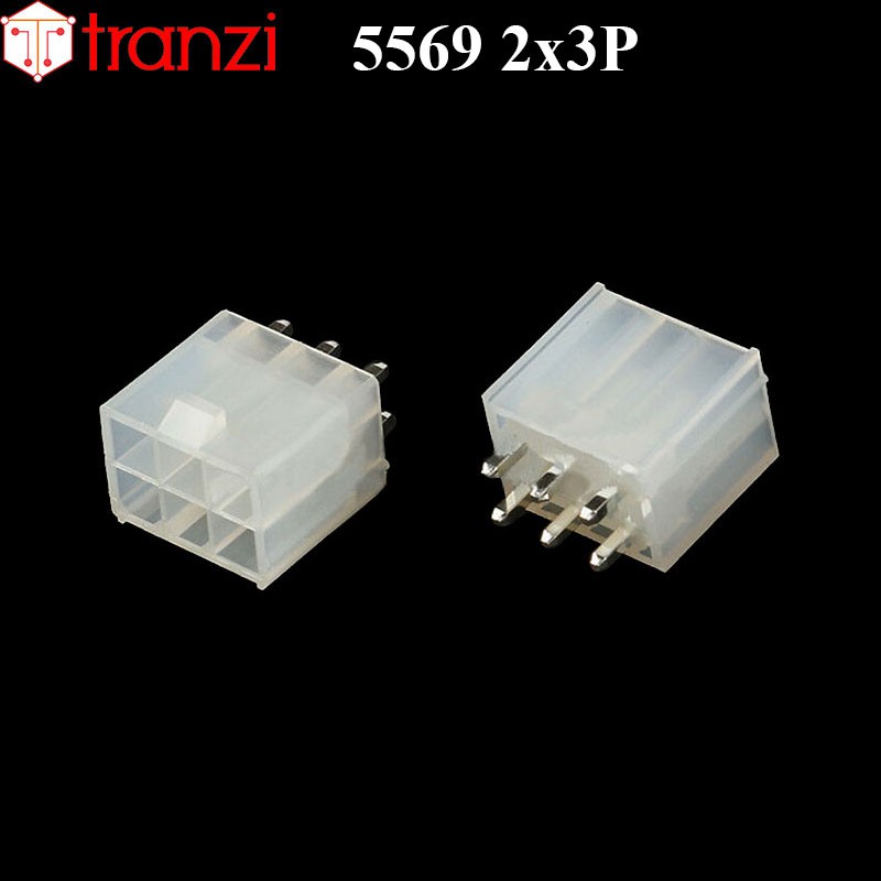 Giắc cắm header 4.2mm 5569 2x3P chân cắm thẳng trắng - túi 10 cái