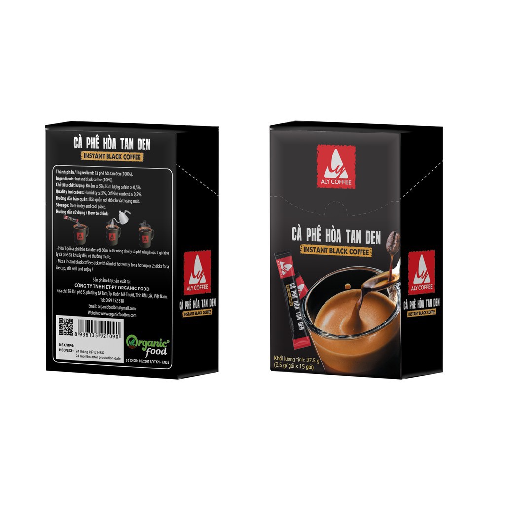 Cà phê Chồn hòa tan đen Aly Coffee - 15 gói x 2.5g