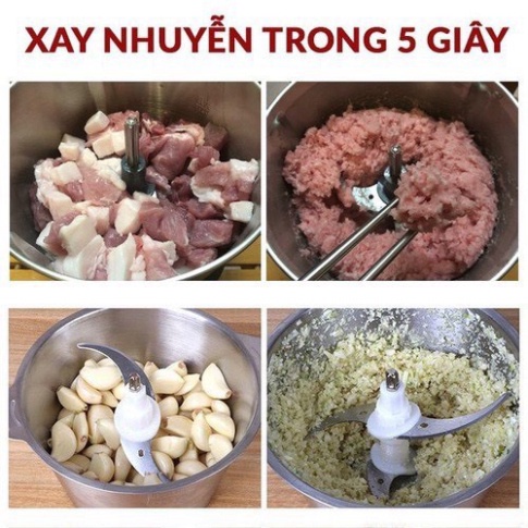 Máy xay thịt cối inox 304 4 lưỡi, máy xay đa năng công suất 2500w