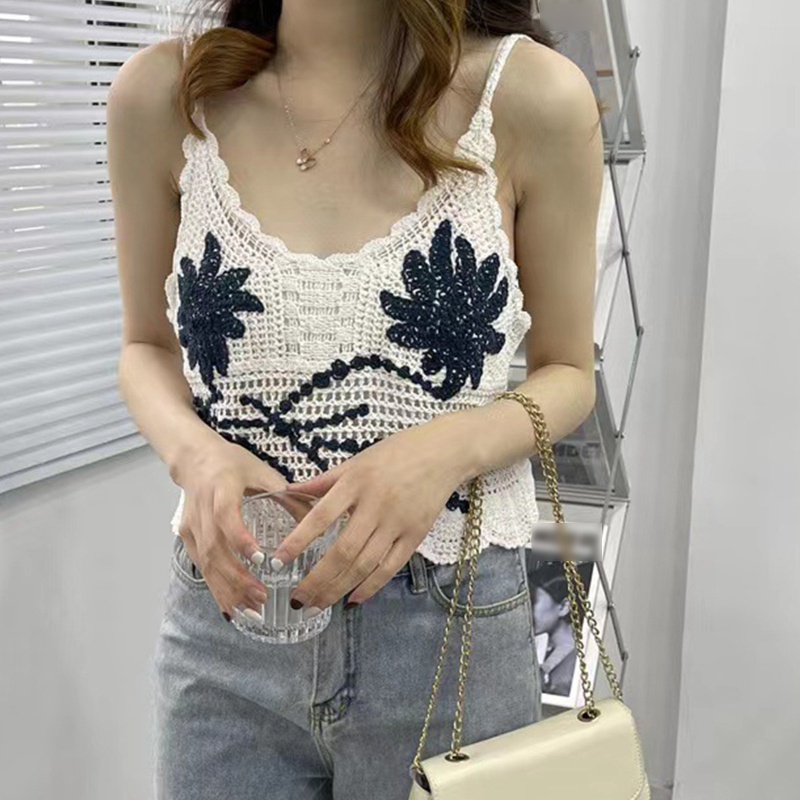 Áo Croptop Dệt Kim Sát Nách Dáng Rộng Cổ Chữ V Thời Trang Cho Nữ