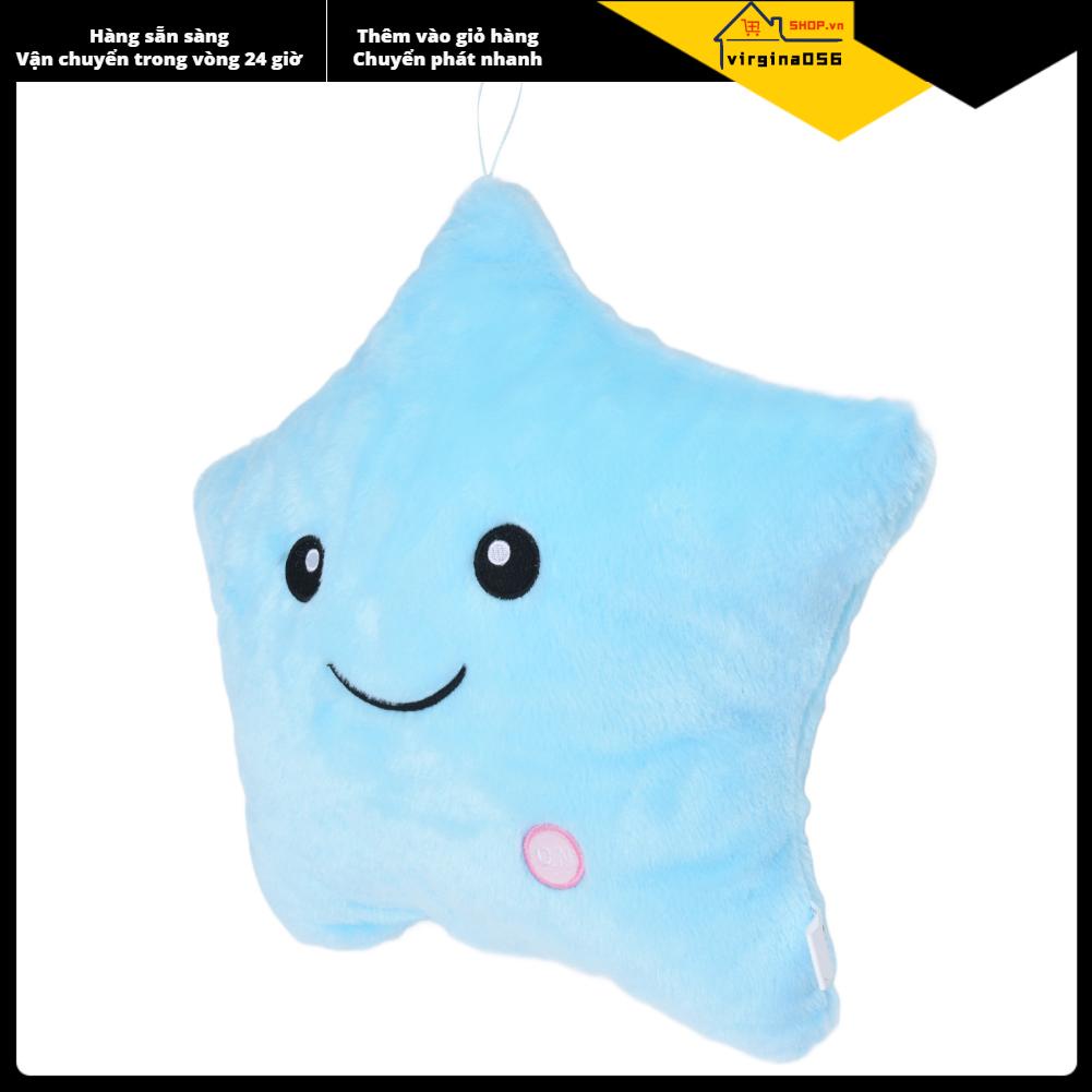 Virgina056 Luminous Pillow Star Shape Beautiful Color Cute Glowing Plush Throw for Party Daily Decoration