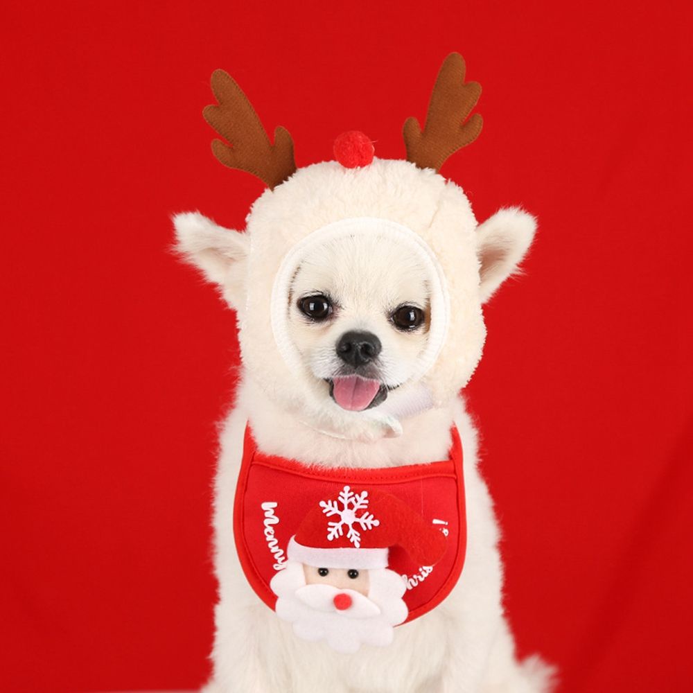 [Yếm Đeo Và Mũ Noel Thú Cưng] ⚡ Đeo Set yếm tam giác + mũ họa tiết ông già noel thời trang thu đông cho thú cưng