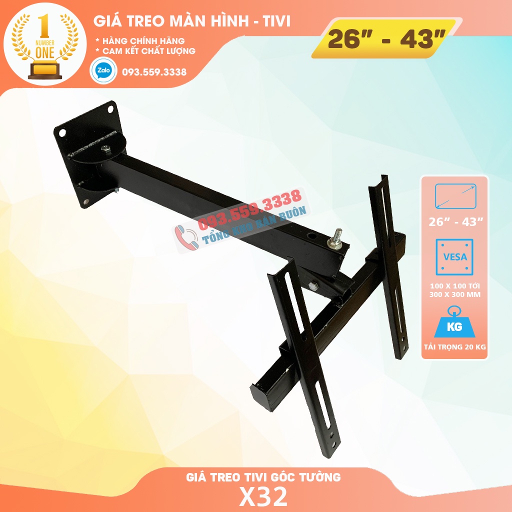 Giá Treo Tivi Góc Tường Xoay Đa Năng  - Model: X32  26 - 43 Inch - Hàng Chất Lượng Cao - [Rẻ Hơn NB P4]