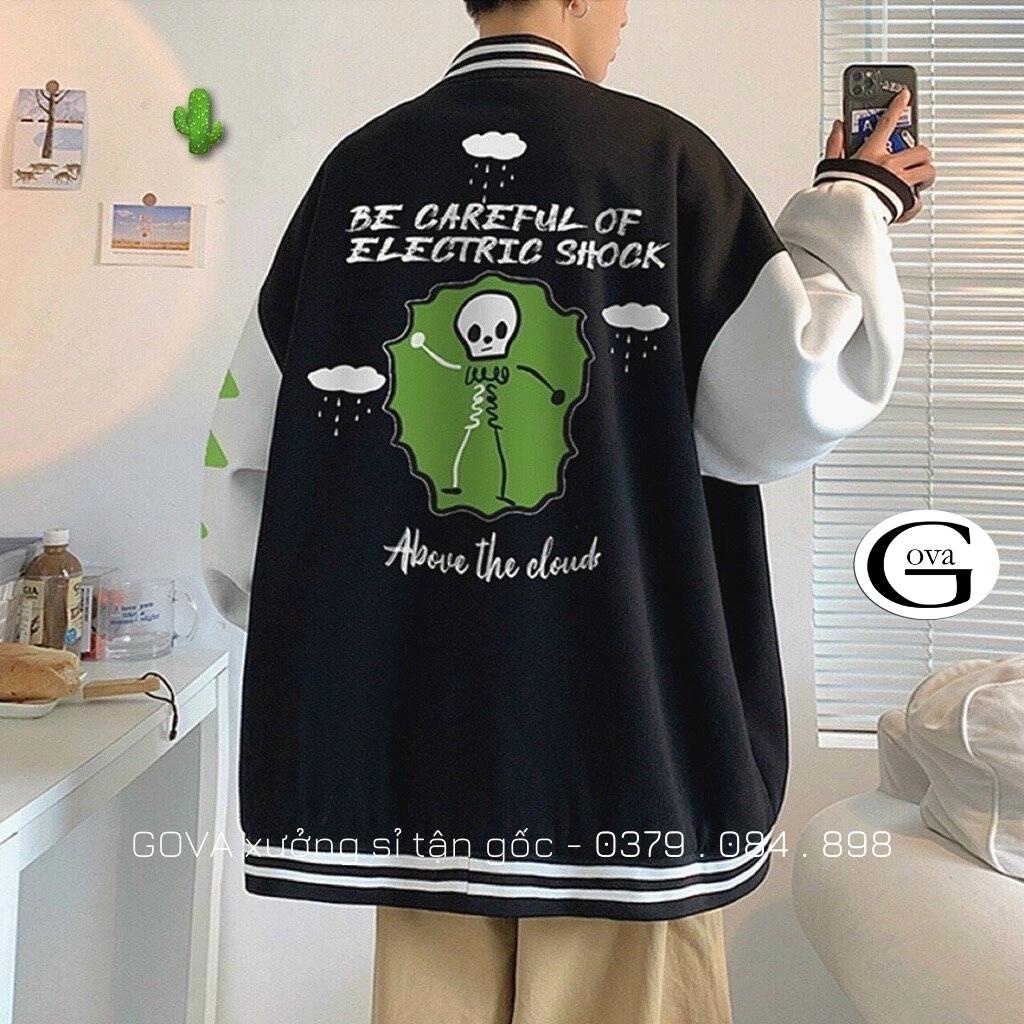 Áo Khoác Croptop Nỉ BE CAREFUL Nữ Form Bomber Ngắn Vải Nỉ Hình In Đẹp GOVA