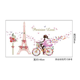 Decal Dán Tường Cô Gái Paris Tím