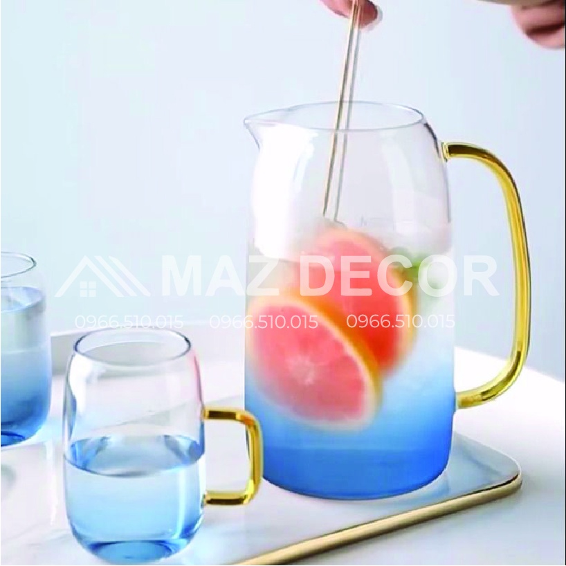 [Giá sỉ] Bình Cốc Ly Thủy Tinh Trong suốt Đại Dương Màu Xanh Nước Biển Chịu nhiệt Đẹp Cao Cấp
