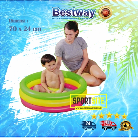 Bestway Hồ Bơi Mùa Hè 70x24cm Bằng Cao Su Màu Cầu Vồng Cho Bé