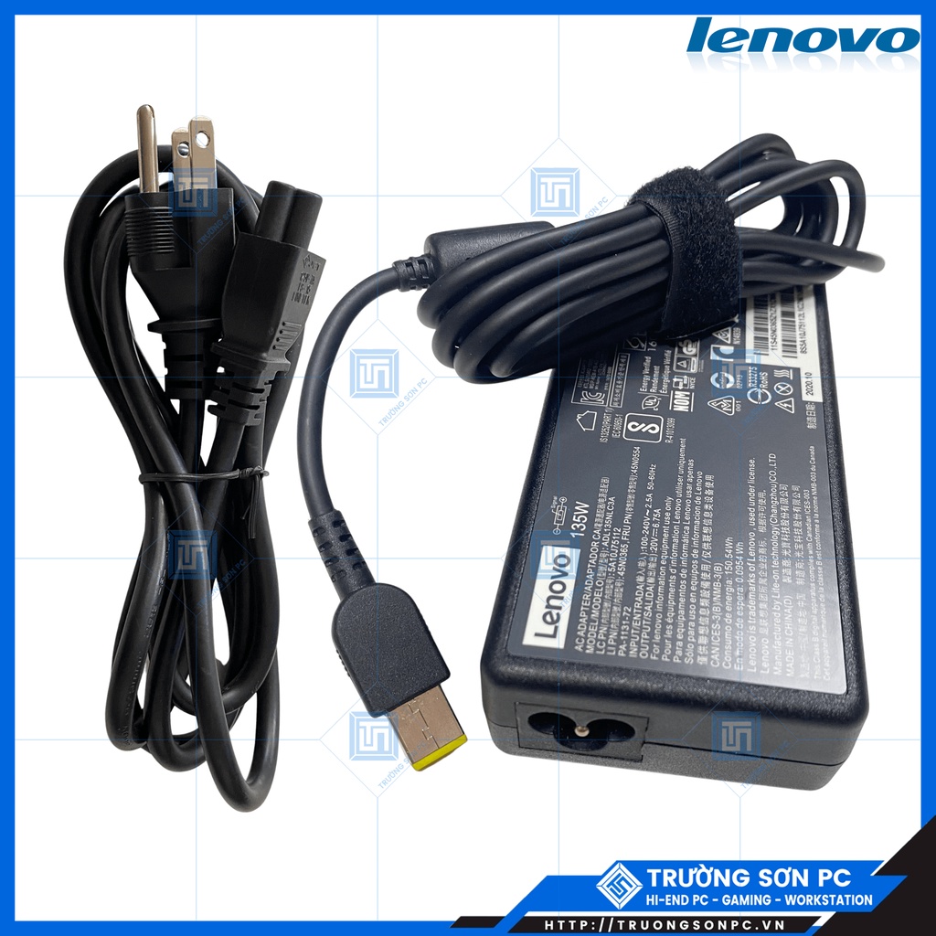 Sạc Laptop LENOVO 20V 6.75A 135W Chân Vuông USB Sạc Zin Cao Cấp | Có Kim Ở Giữa