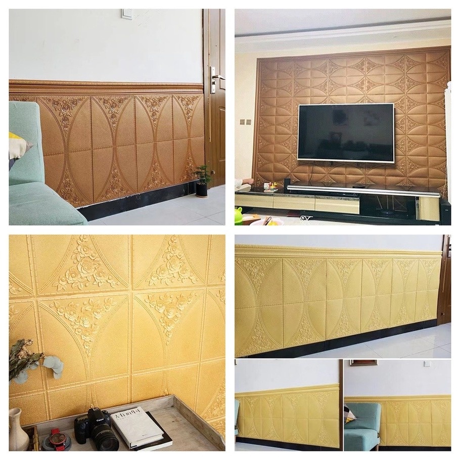 Giấy Dán Tường Trần Nhà Bằng PVC 3D Tự Dính Cách Âm Trang Trí Phòng Khách / Phòng Ngủ