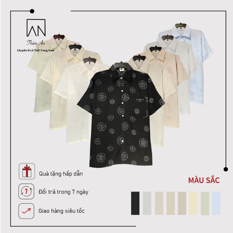 Áo Sơ Mi Nam Trung Niên Ngắn Tay Vải Xô Đũi Form Rộng Thiên An TA60B