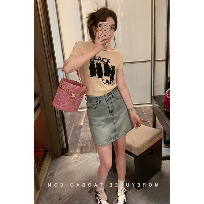 Áo Thun Dệt Kim In Họa Tiết anime Đơn Giản Thời Trang Hàn Quốc
