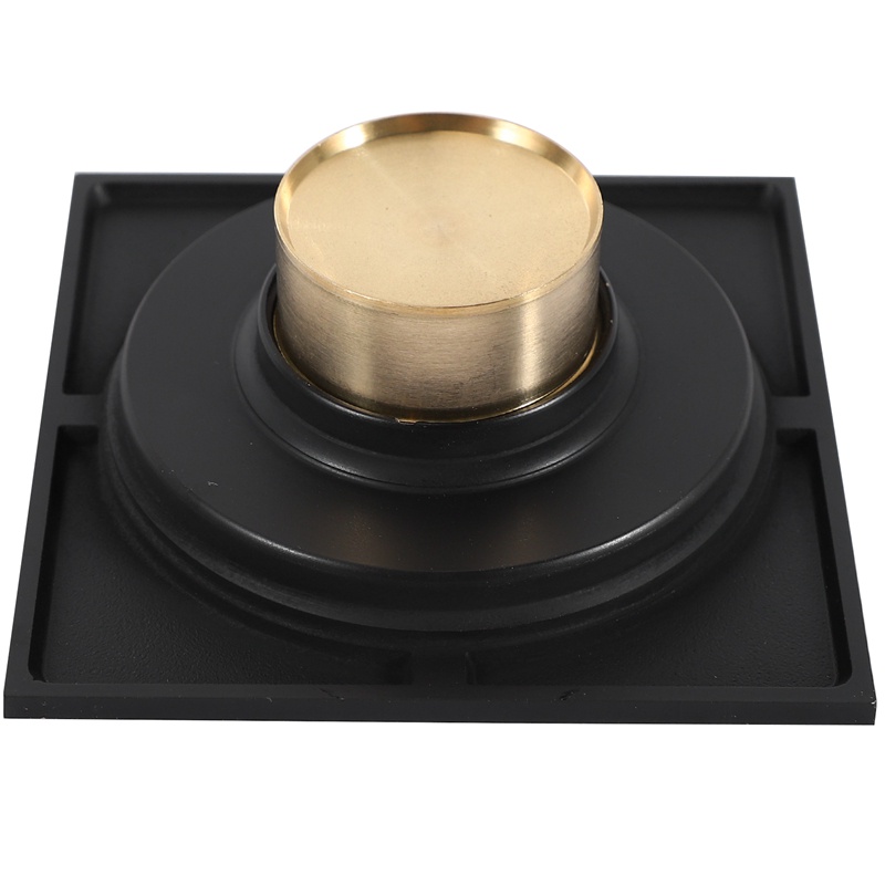 Nắp Cống Thoát Nước Sàn Nhà Hình Vuông 4 Inch Bằng Đồng Thau Chống Tắc Nghẽn Và Mùi Hôi Kèm Lưới Lọc Tóc Màu Đen Nhám