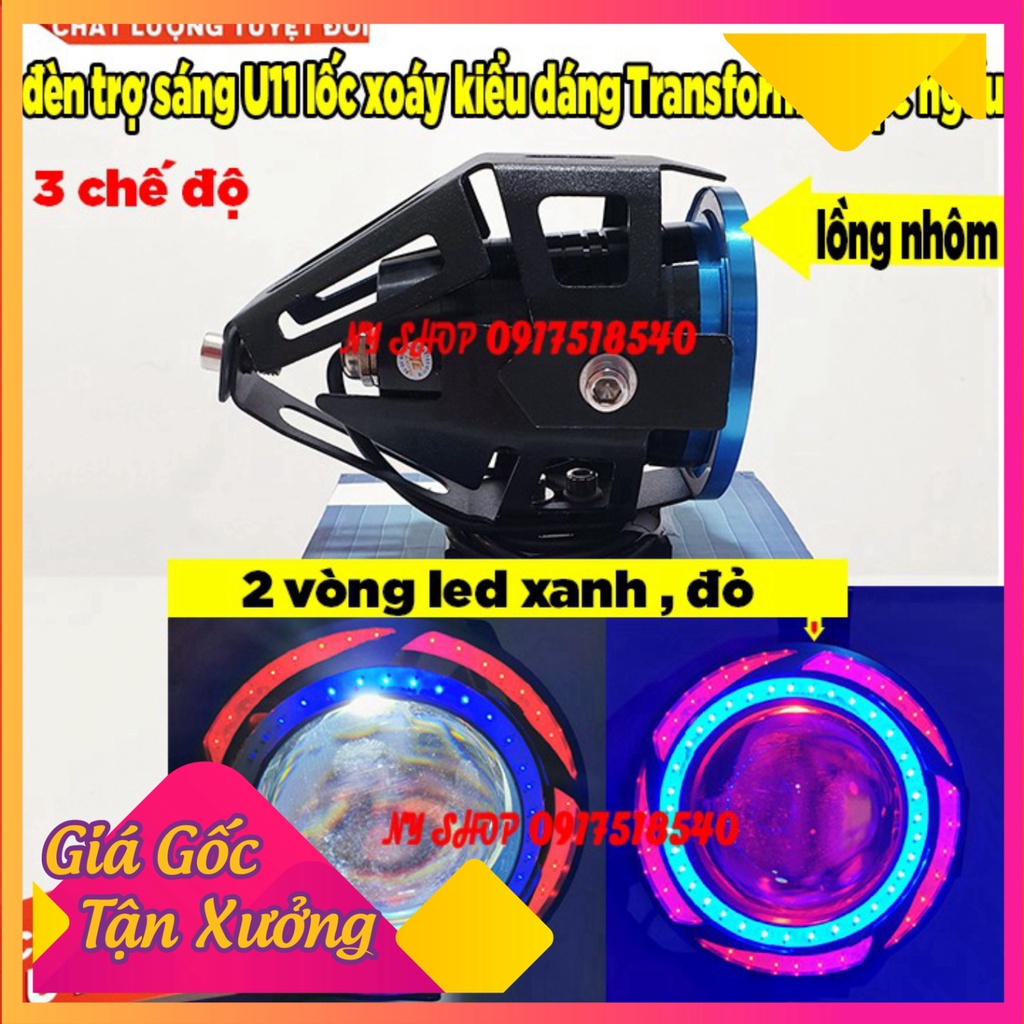 ĐÈN LED U11 TRỢ SÁNG LỒNG NHÔM (3 chế độ, 2 vòng led, tặng công tắc on/off nhỏ)  (Ảnh Sp thật)