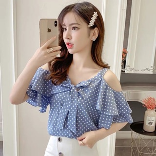 Hàng order: Áo sơ mi chấm bi rớt vai
