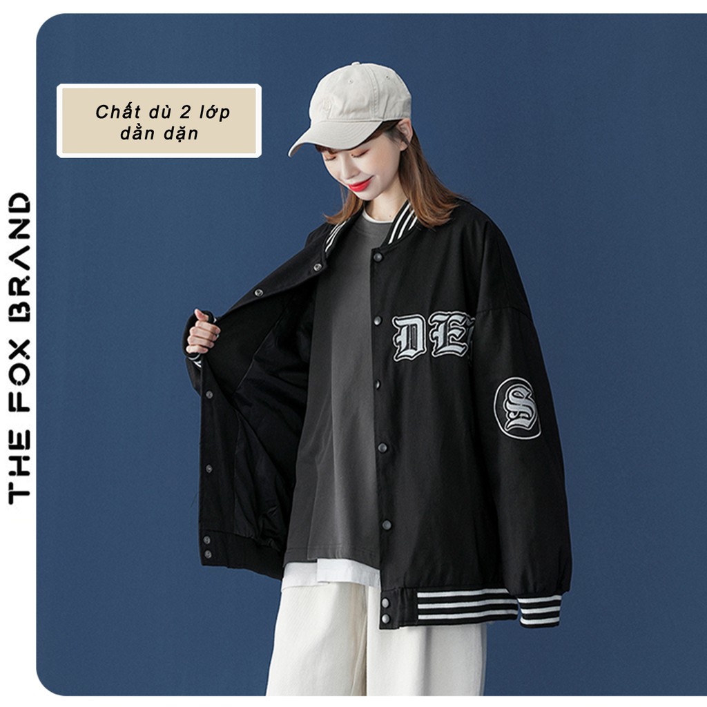 Áo khoác Bomber jacket nam nữ bóng chày dù 2 lớp phong cách Ulzzang in hình AJDER