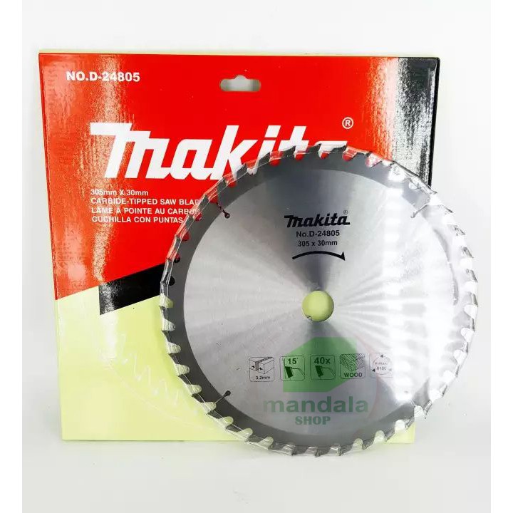 LƯỠI CƯA GỖ MAKITA ĐƯỜNG KÍNH 305MM X 40 RĂNG - Lỗ 30mm có long đền lắp thành lỗ 24.5mm