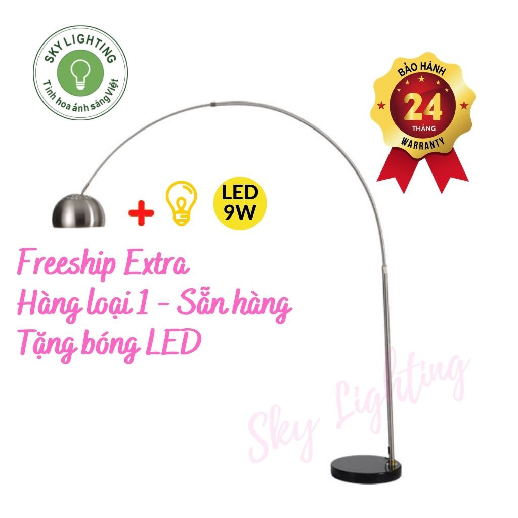 Đèn cây đứng trang trí phòng khách BOW đèn sàn sofa cong cần câu Tặng kèm bóng LED 9W SKY LIGHTNG